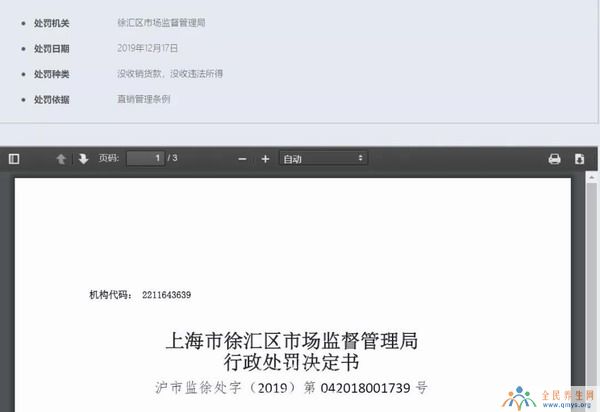 炎帝因跨区域经营被上海市监局罚没170余万