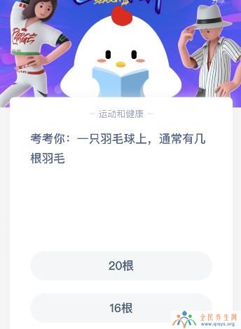 一只羽毛球上通常有几根羽毛？是20根还是16根羽毛答案